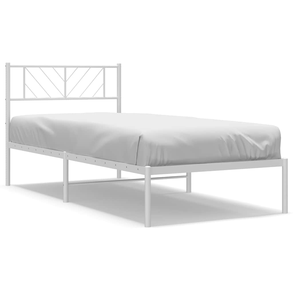 Sengeramme i metall med hodegavl hvit 100x190 cm
