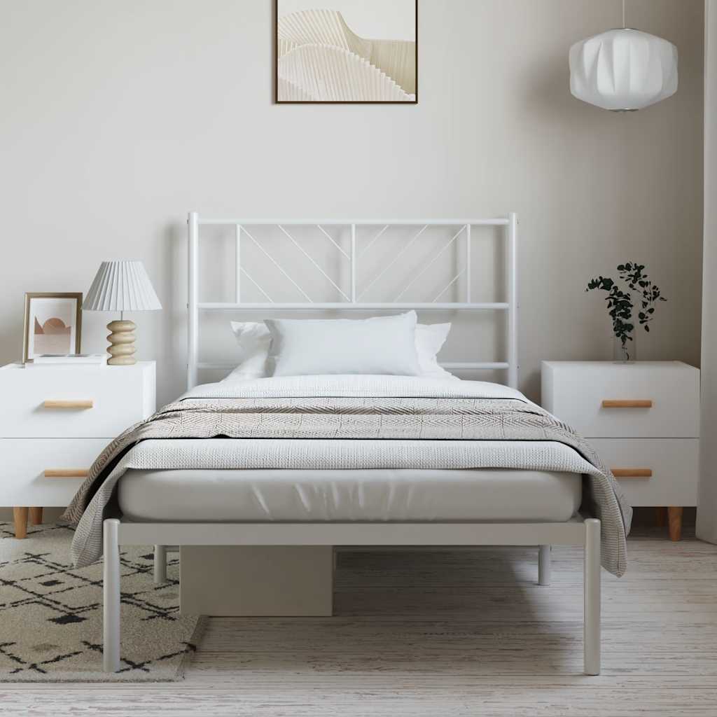 Sengeramme i metall med hodegavl hvit 100x190 cm