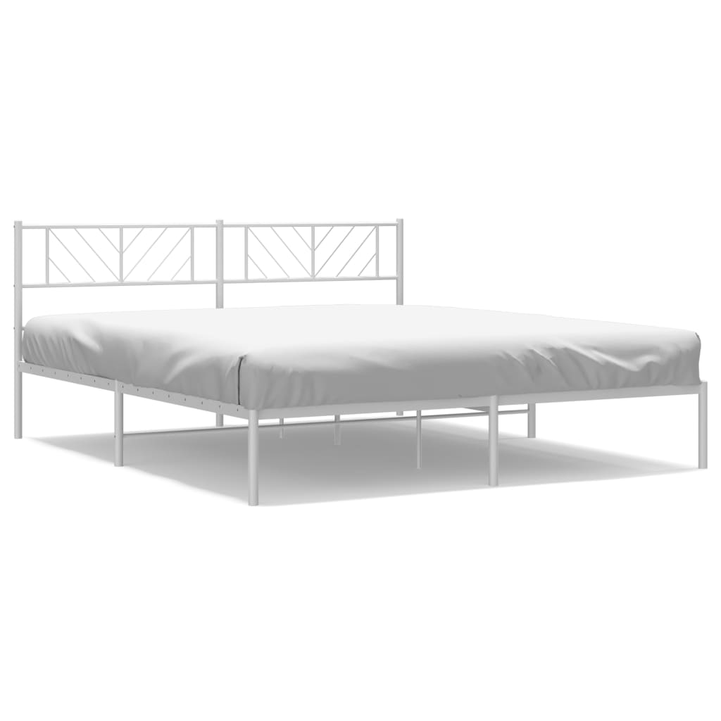 Sengeramme i metall med hodegavl hvit 183x213 cm