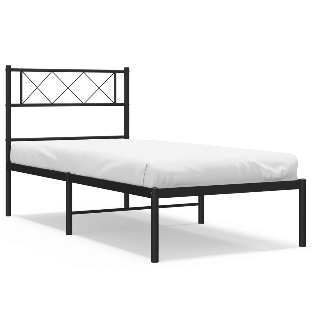 Sengeramme i metall med hodegavl svart 107x203 cm