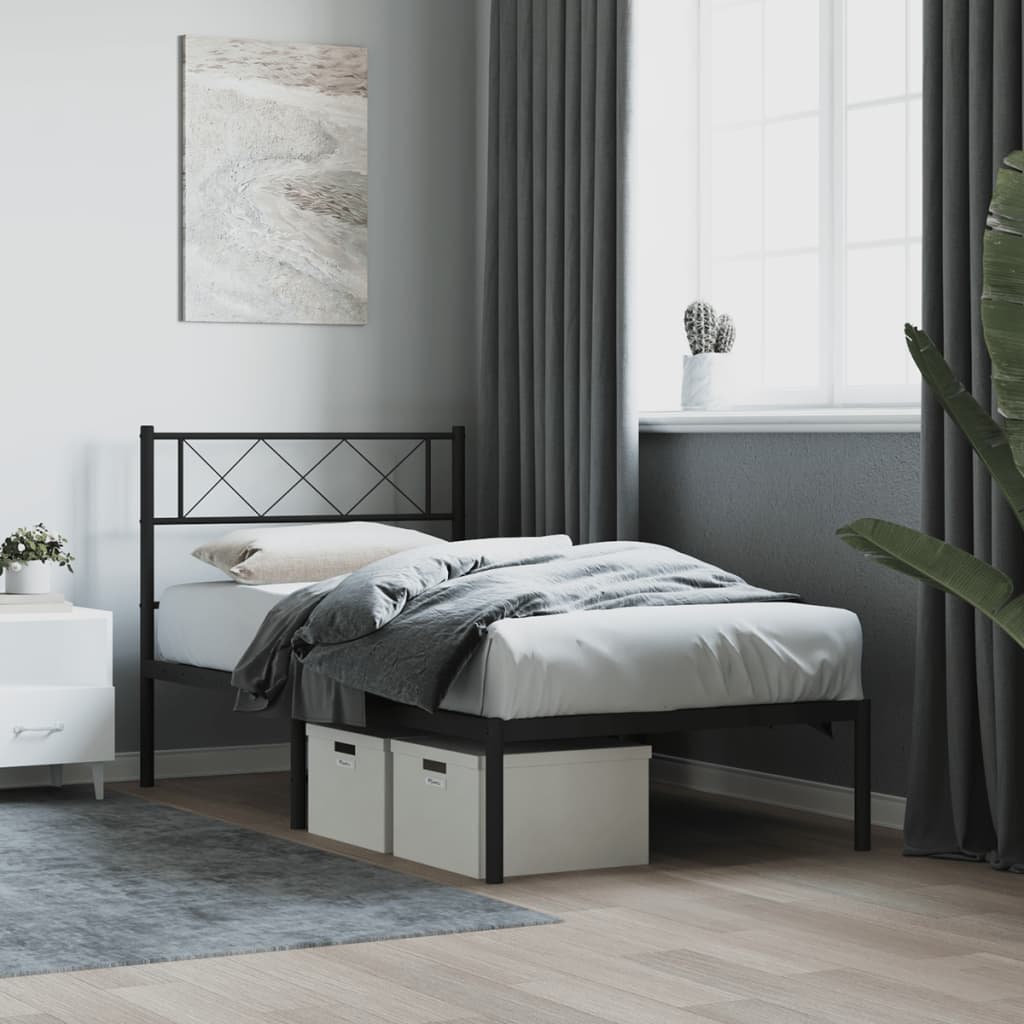 Sengeramme i metall med hodegavl svart 107x203 cm