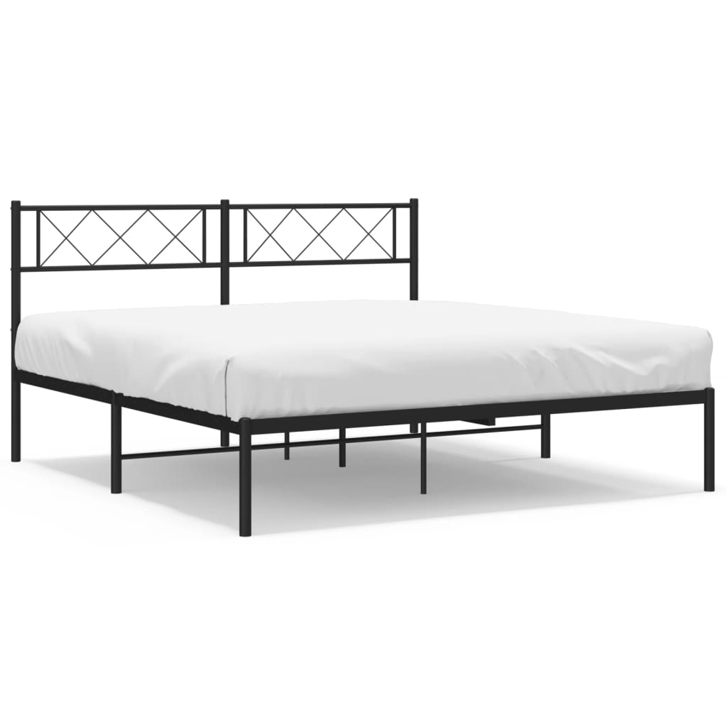 Sengeramme i metall med hodegavl svart 120x190 cm