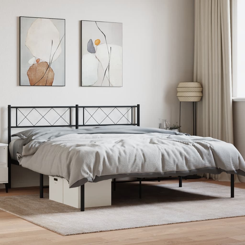 Sengeramme i metall med hodegavl svart 120x190 cm