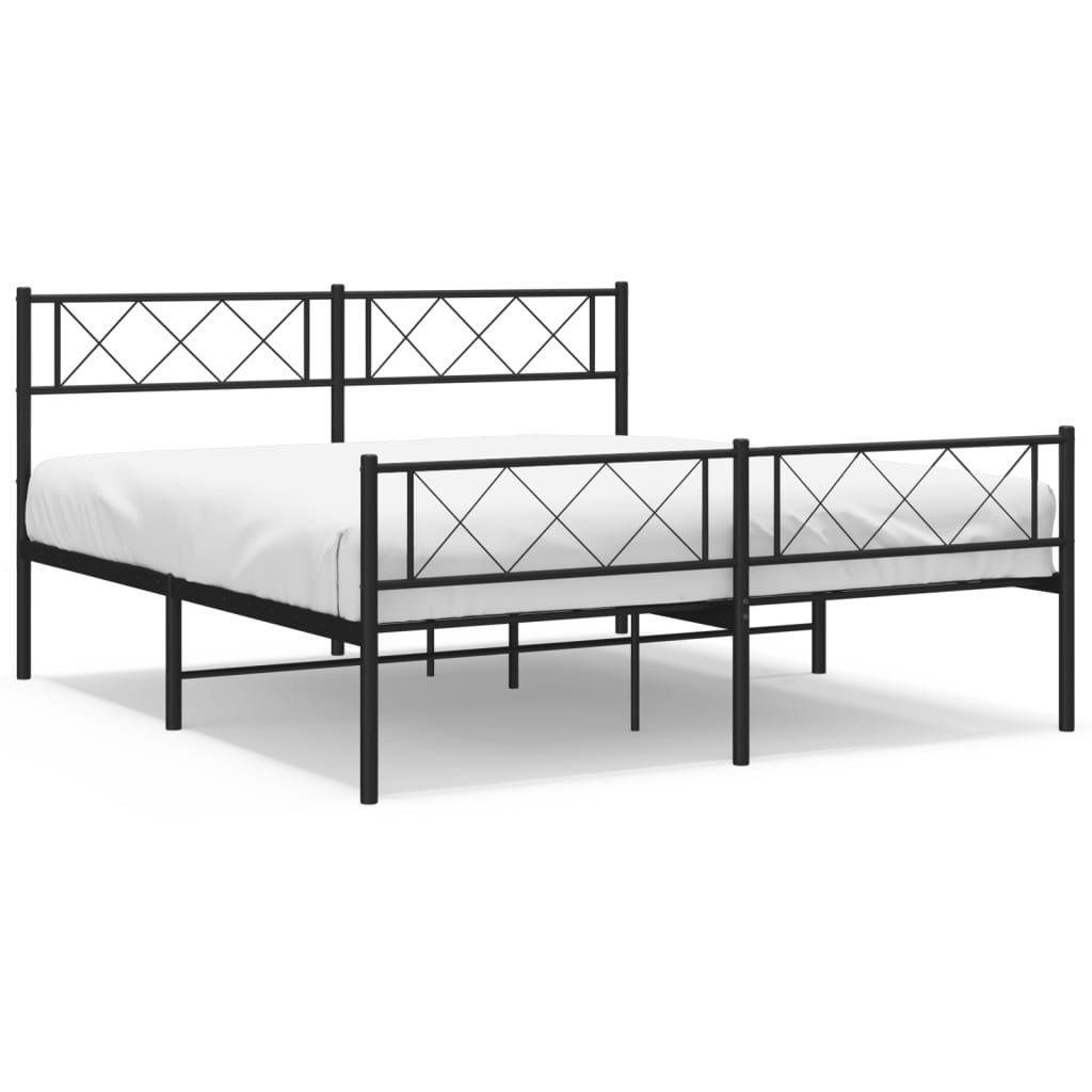 Sengeramme i metall uten madrass med fotgavl svart 160x200 cm