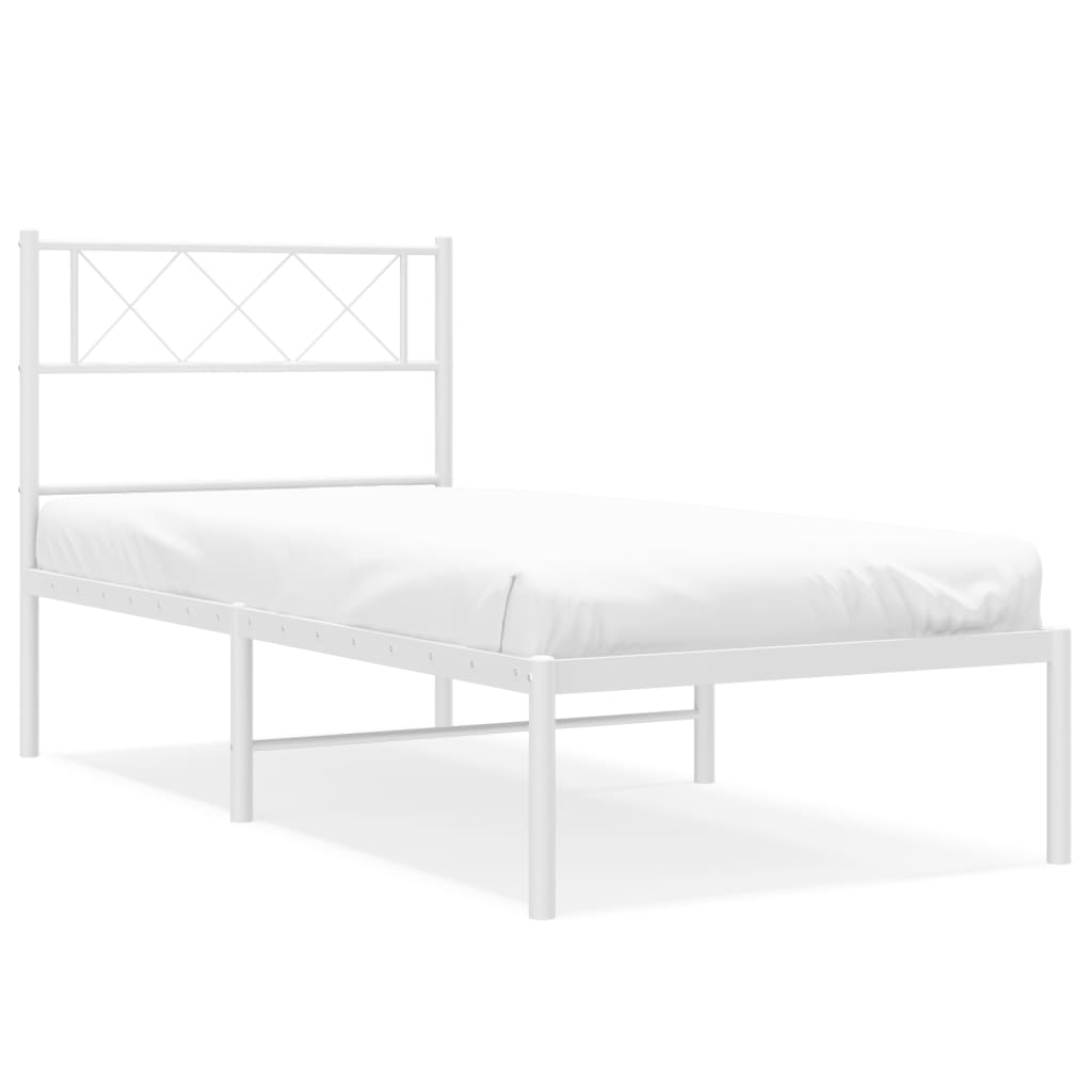 Sengeramme i metall med hodegavl hvit 90x190 cm