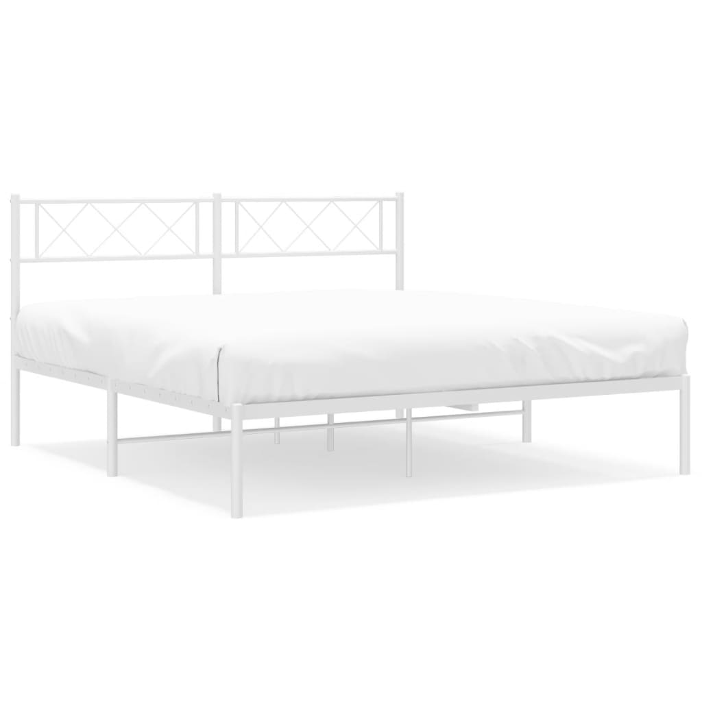 Sengeramme i metall med hodegavl hvit 140x190 cm