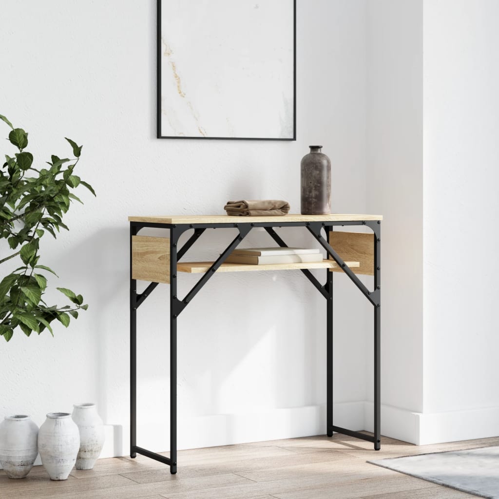 Konsollbord med hylle sonoma eik 75x30x75 cm konstruert tre