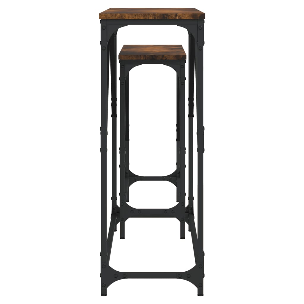 Stablebare konsollbord 2 stk røkt eik konstruert tre