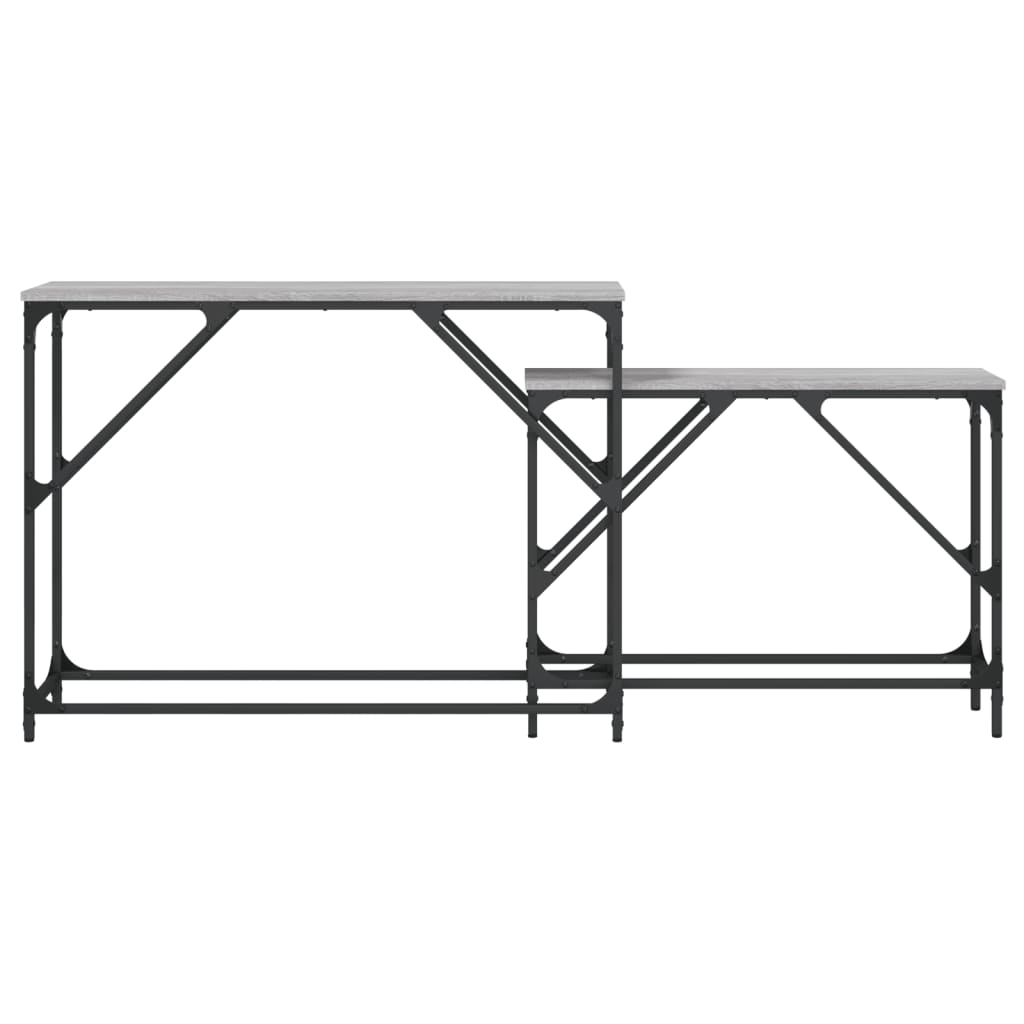 Stablebare konsollbord 2 stk grå sonoma konstruert tre
