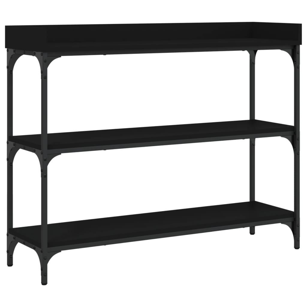 Konsollbord med hyller svart 100x30x80 cm