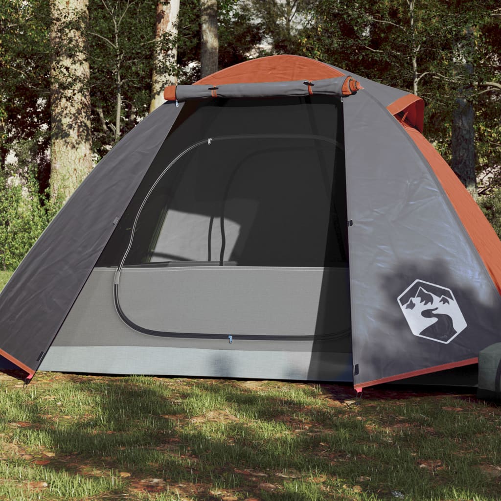 Campingtelt 2 personer grå og oransje vanntett