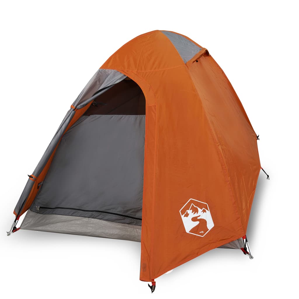 Campingtelt 1 person grå og oransje vanntett