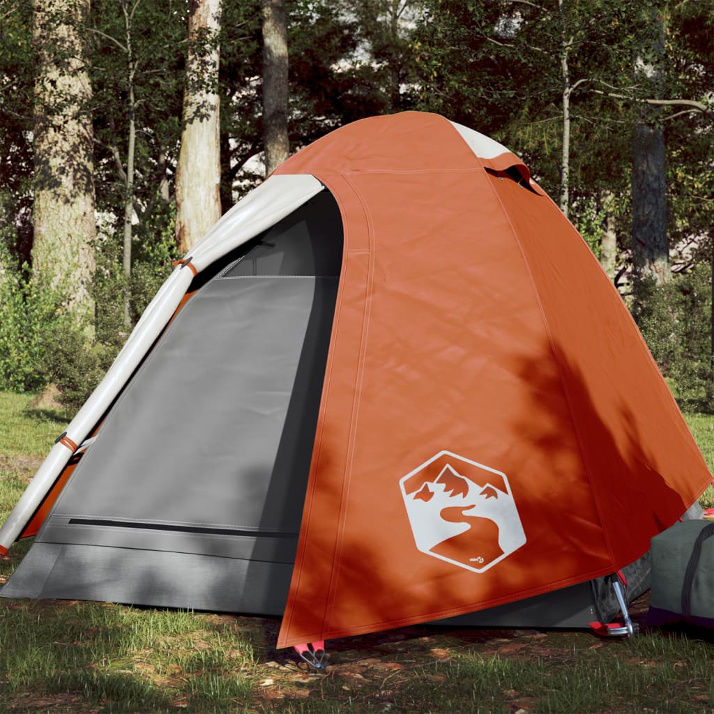 Campingtelt 1 person grå og oransje vanntett
