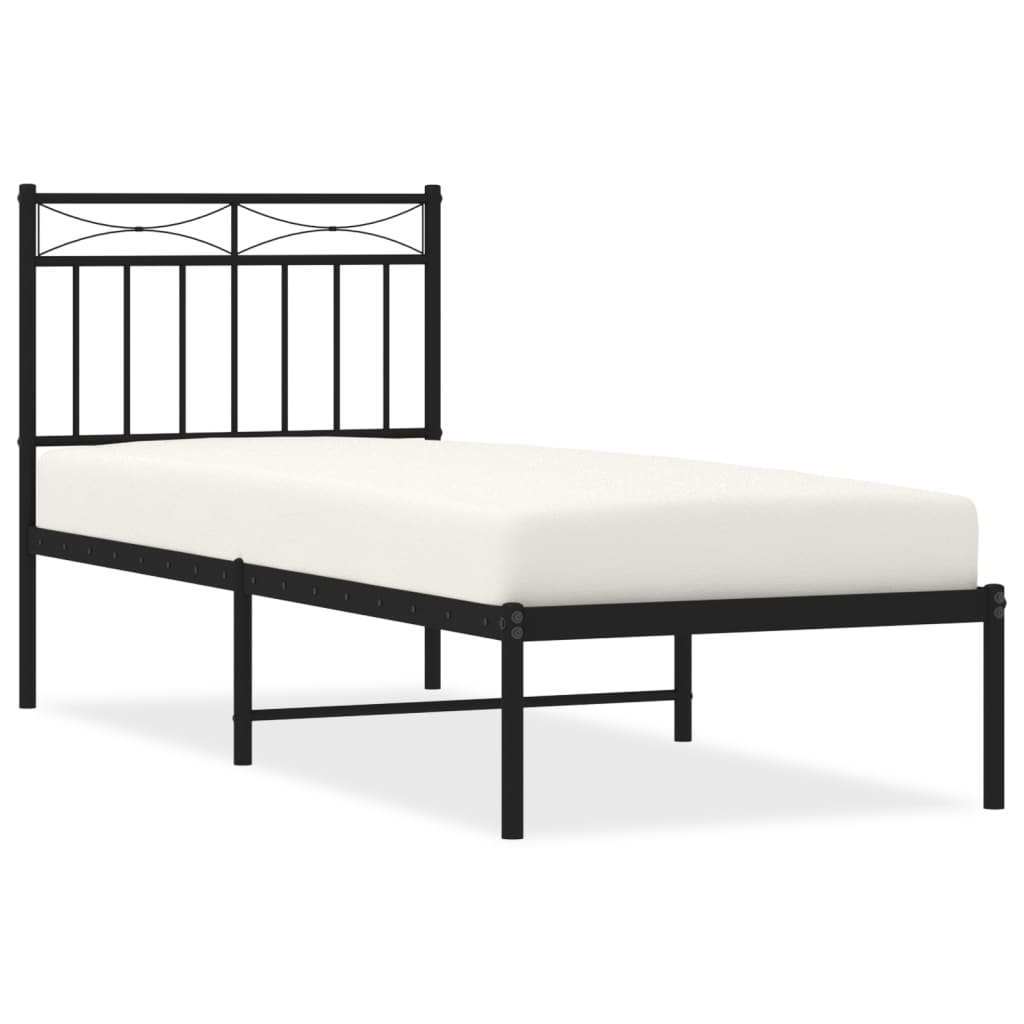 Sengeramme i metall med hodegavl svart 75x190 cm