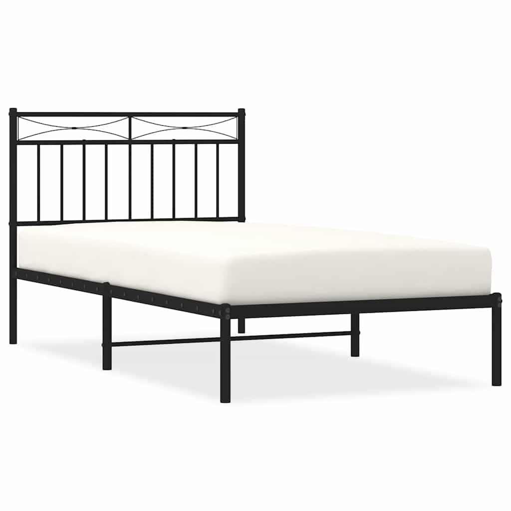 Sengeramme i metall med hodegavl svart 100x190 cm