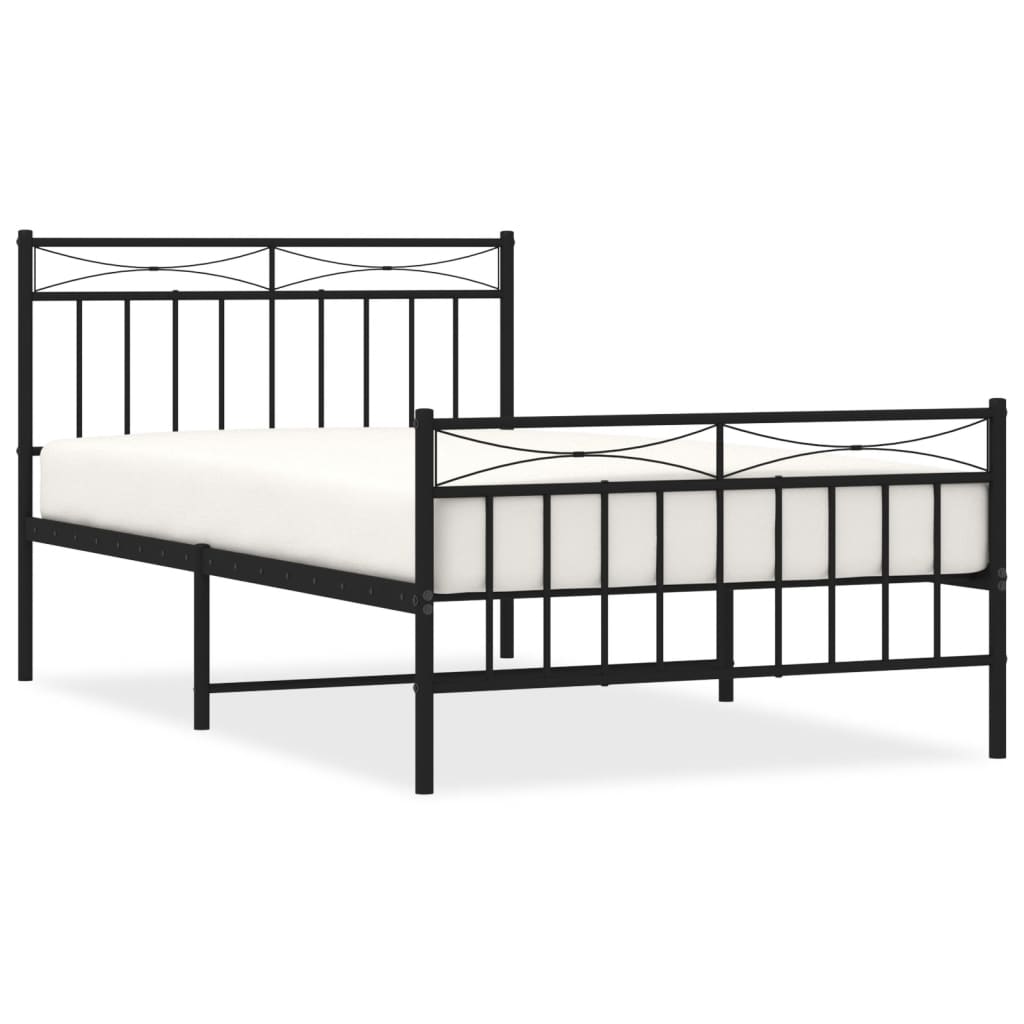 Sengeramme i metall med hode- og fotgavl svart 107x203 cm