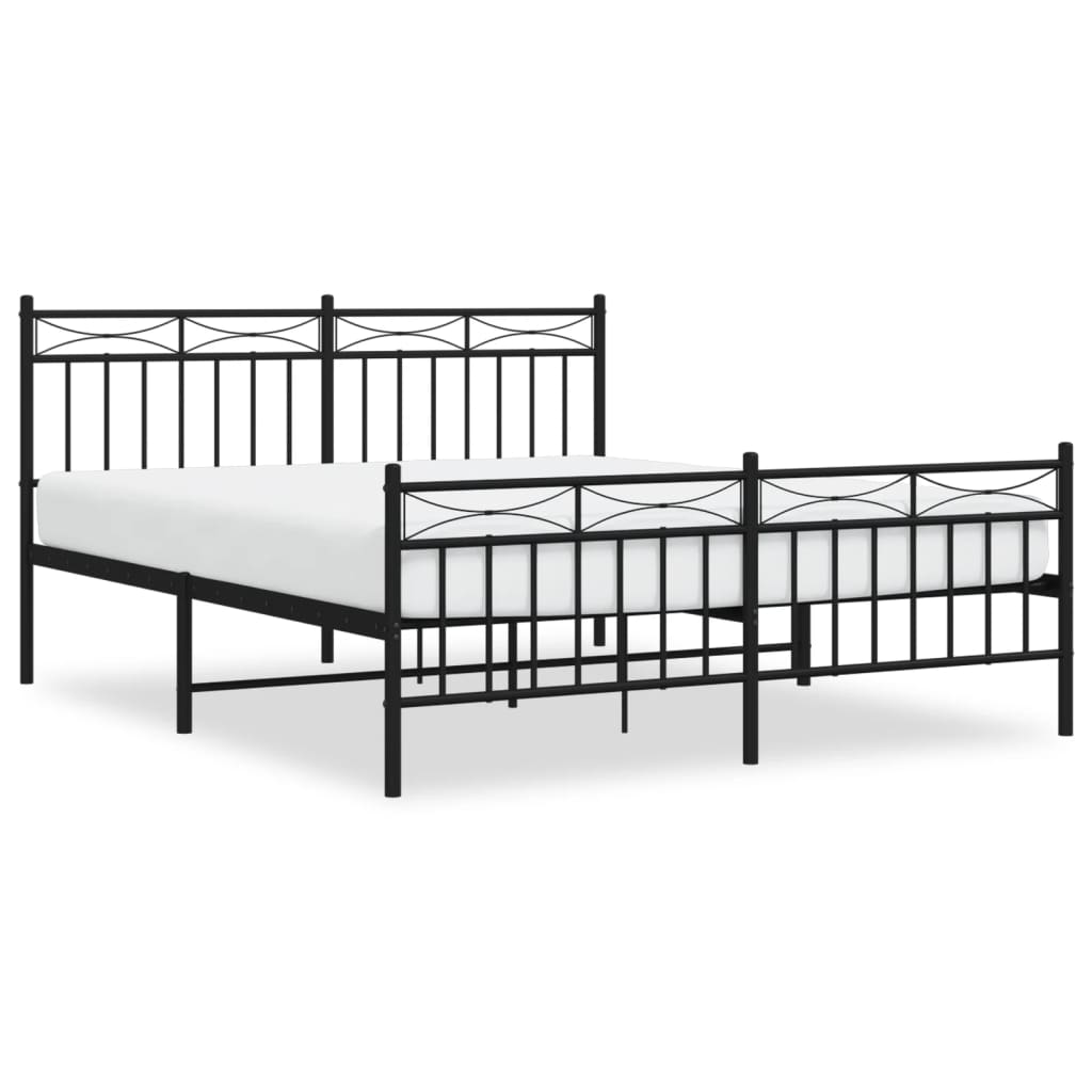 Sengeramme i metall uten madrass med fotgavl svart 160x200 cm