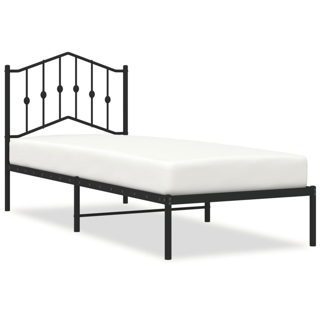 Sengeramme i metall med hodegavl svart 80x200 cm