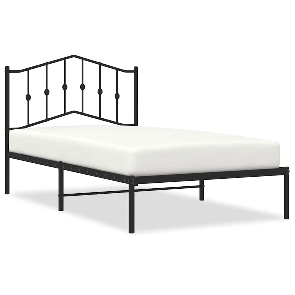 Sengeramme i metall med hodegavl svart 100x190 cm