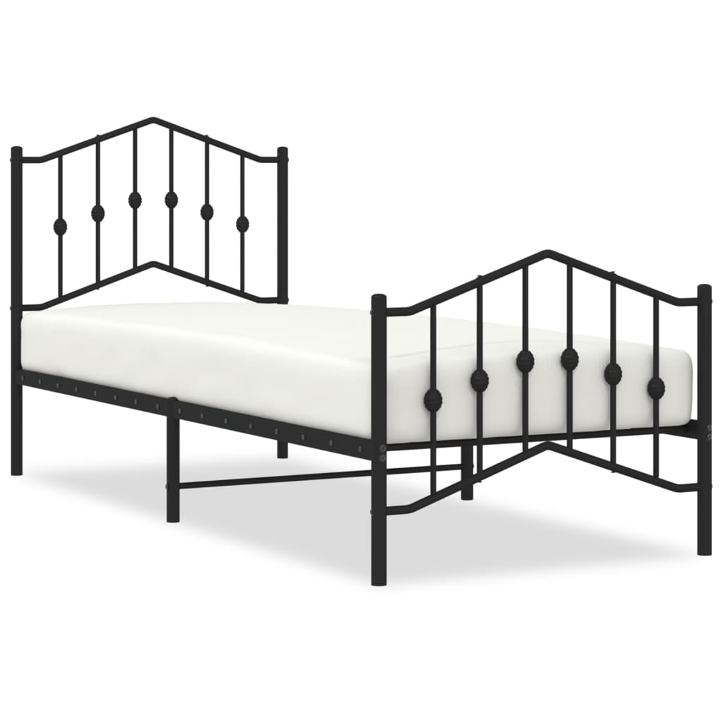 Sengeramme i metall med hode- og fotgavl svart 80x200 cm