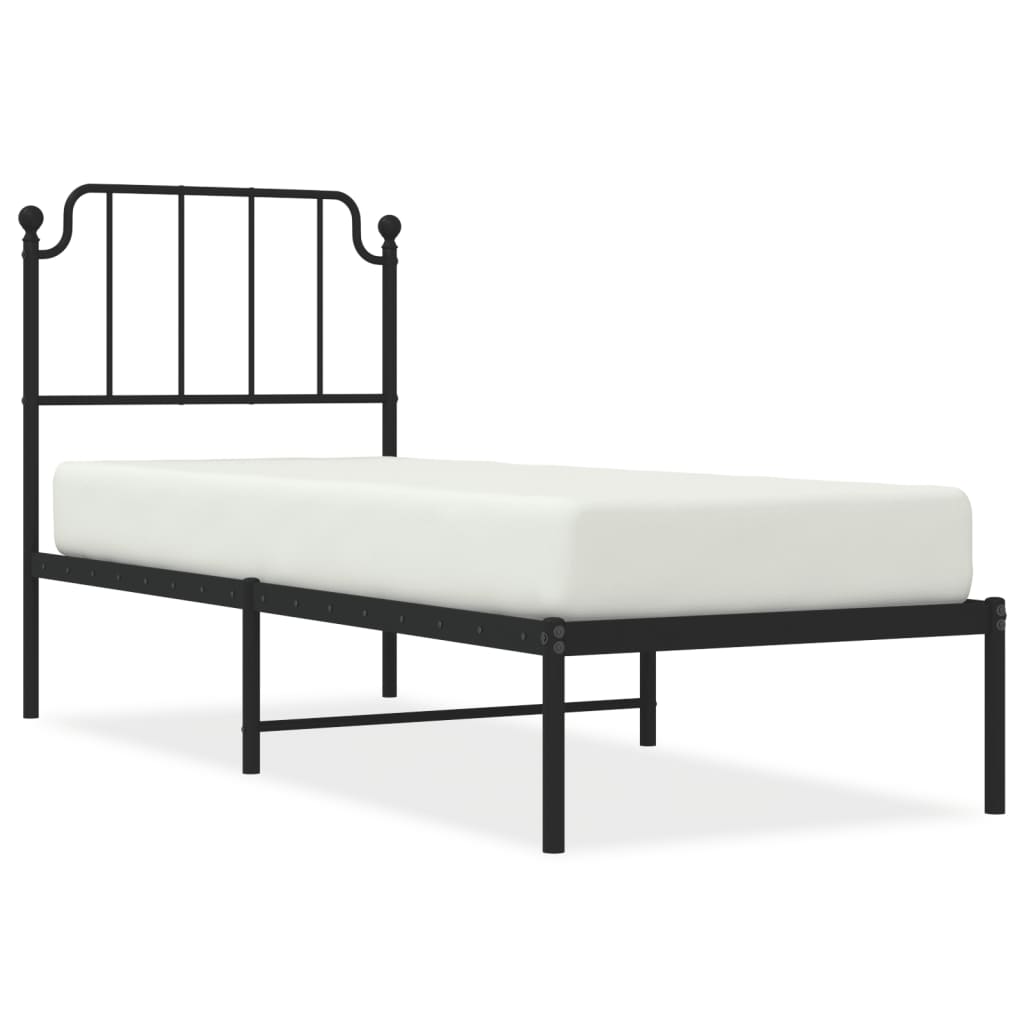 Sengeramme i metall med hodegavl svart 80x200 cm