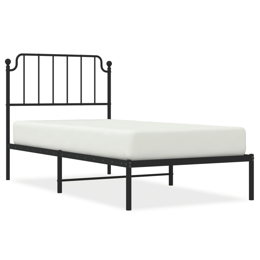 Sengeramme i metall med hodegavl svart 90x190 cm