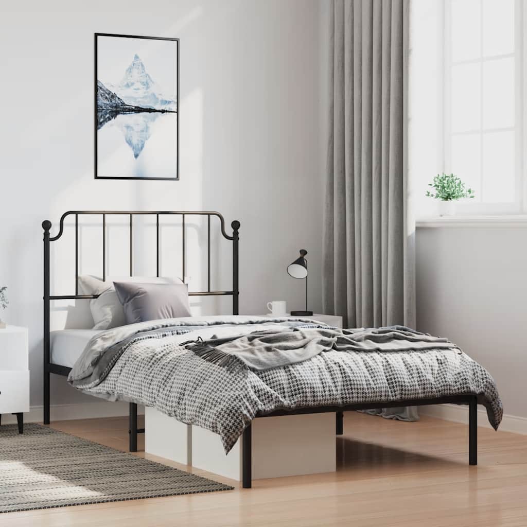Sengeramme i metall med hodegavl svart 100x200 cm