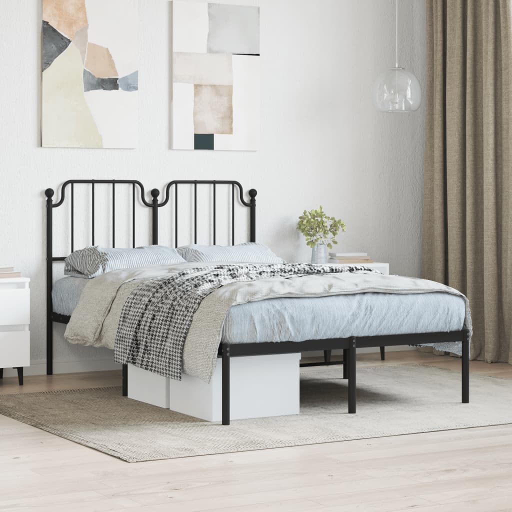 Sengeramme i metall med hodegavl svart 120x190 cm