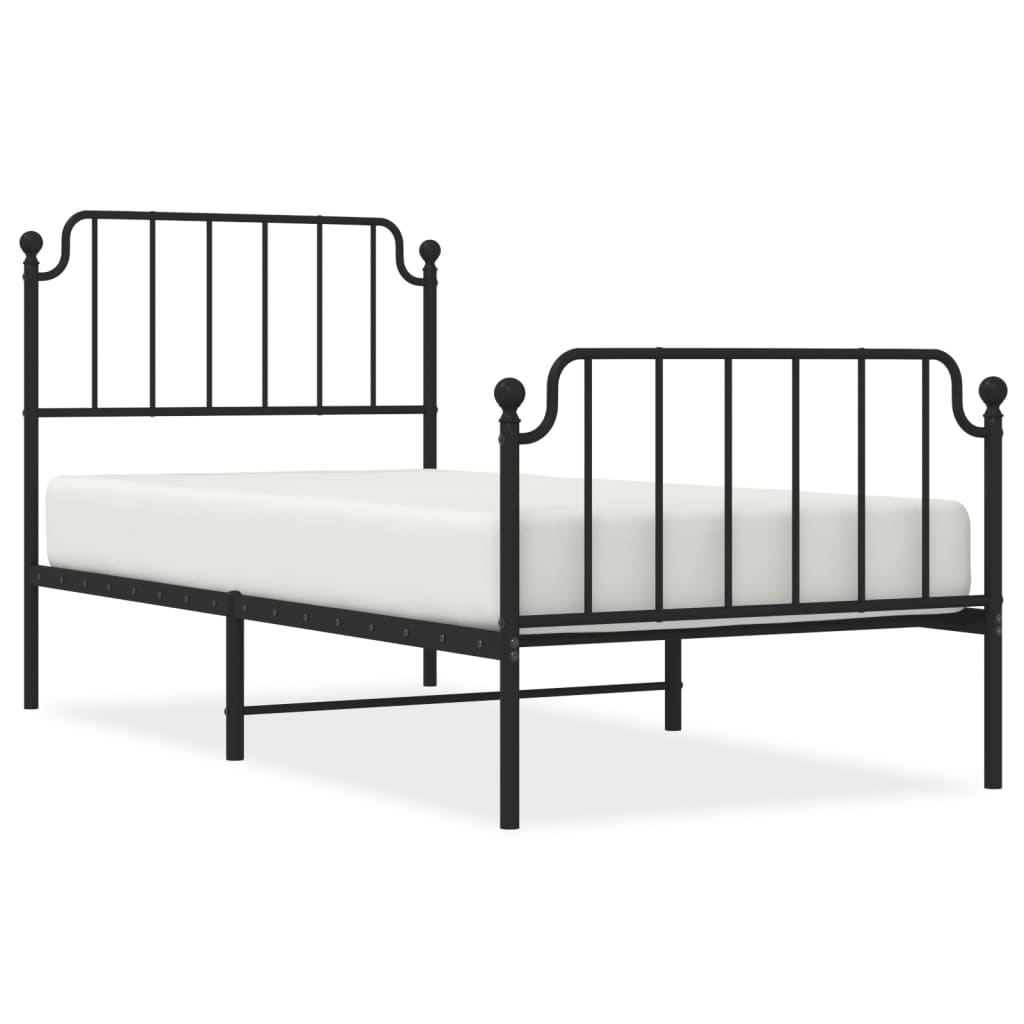 Sengeramme i metall med hode- og fotgavl svart 90x200 cm