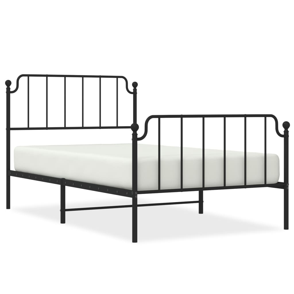 Sengeramme i metall med hode- og fotgavl svart 107x203 cm
