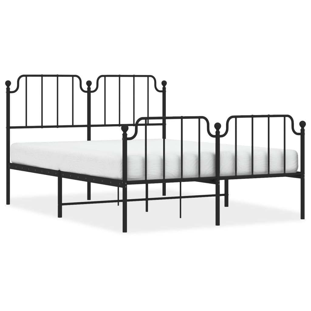 Sengeramme i metall med hode- og fotgavl svart 140x190 cm