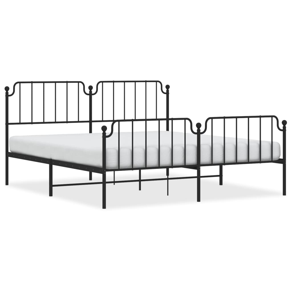 Sengeramme i metall med hode- og fotgavl svart 183x213 cm