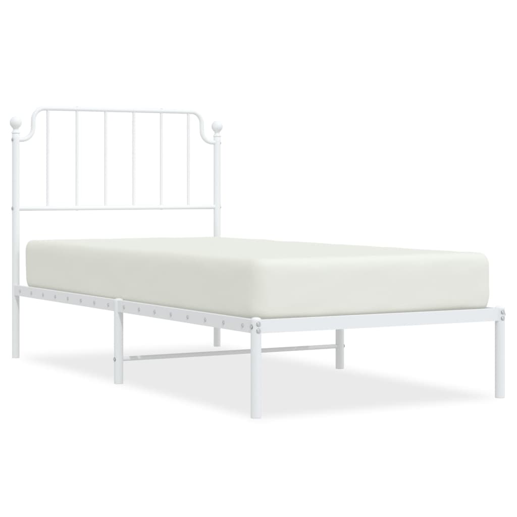 Sengeramme i metall med hodegavl hvit 90x200 cm