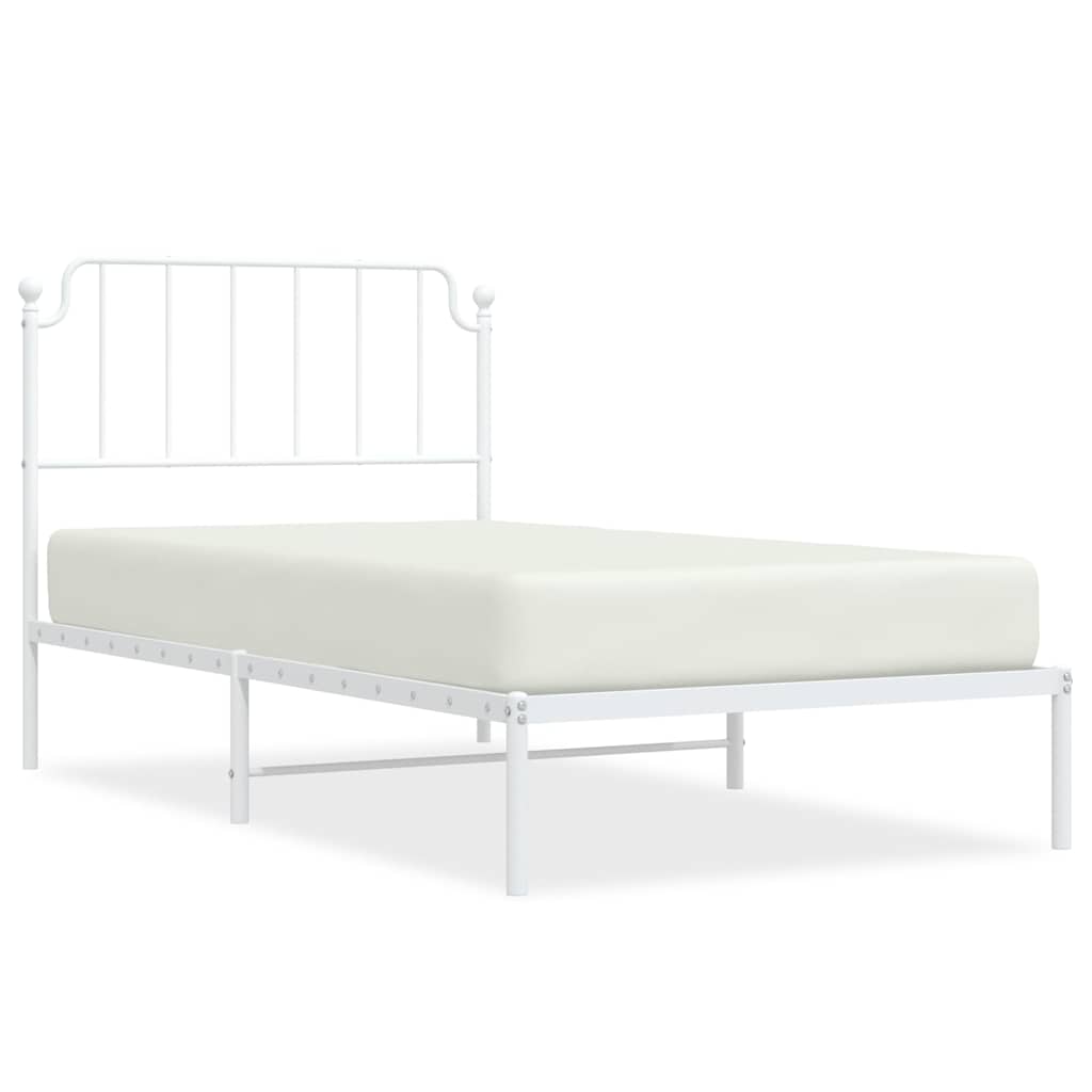 Sengeramme i metall med hodegavl hvit 100x190 cm