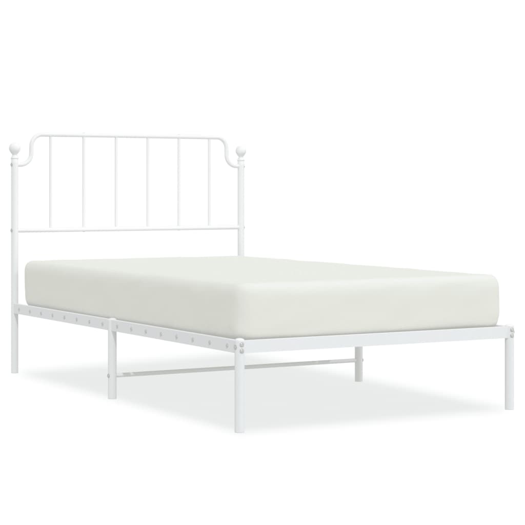 Sengeramme i metall med hodegavl hvit 107x203 cm