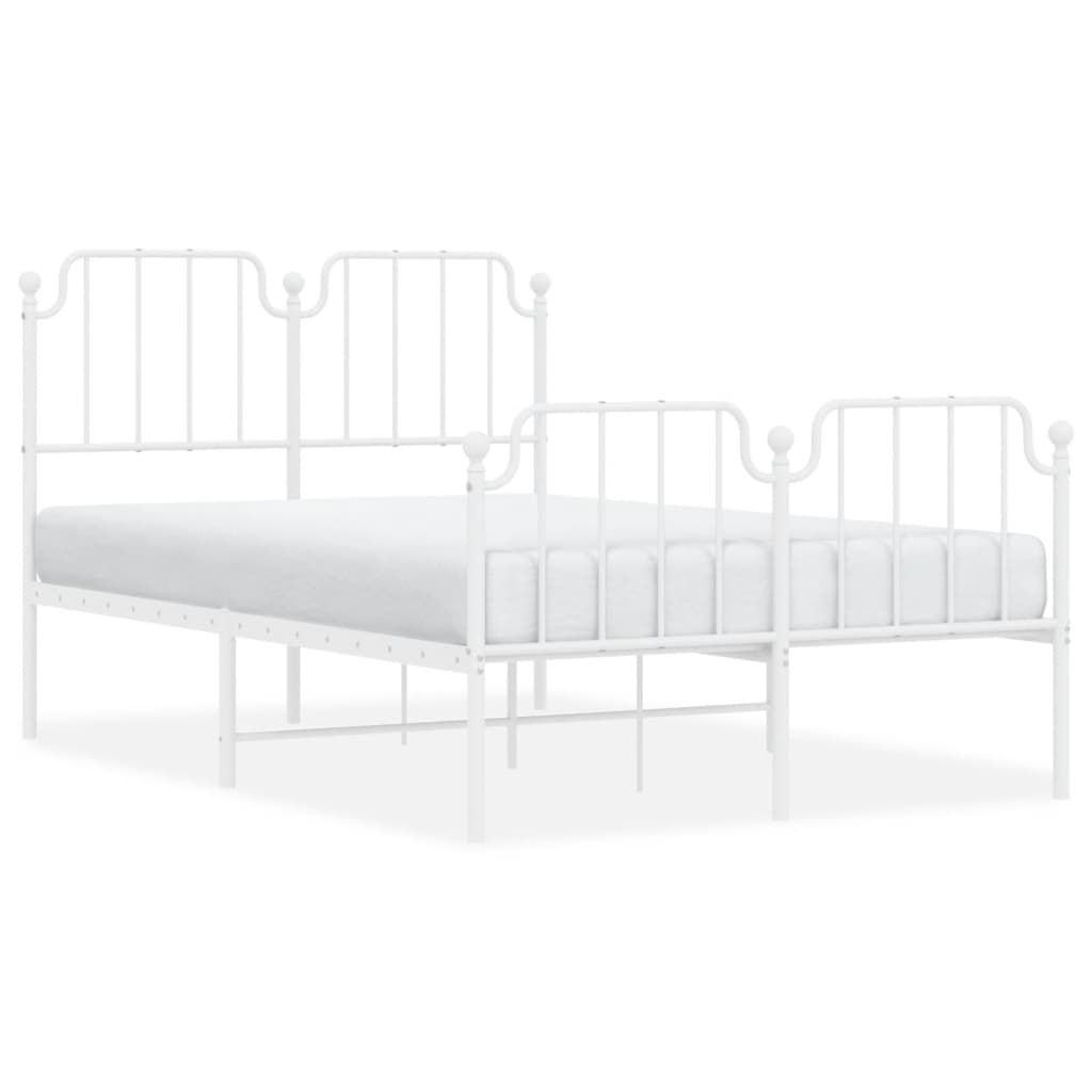 Sengeramme i metall med hode- og fotgavl hvit 120x190 cm