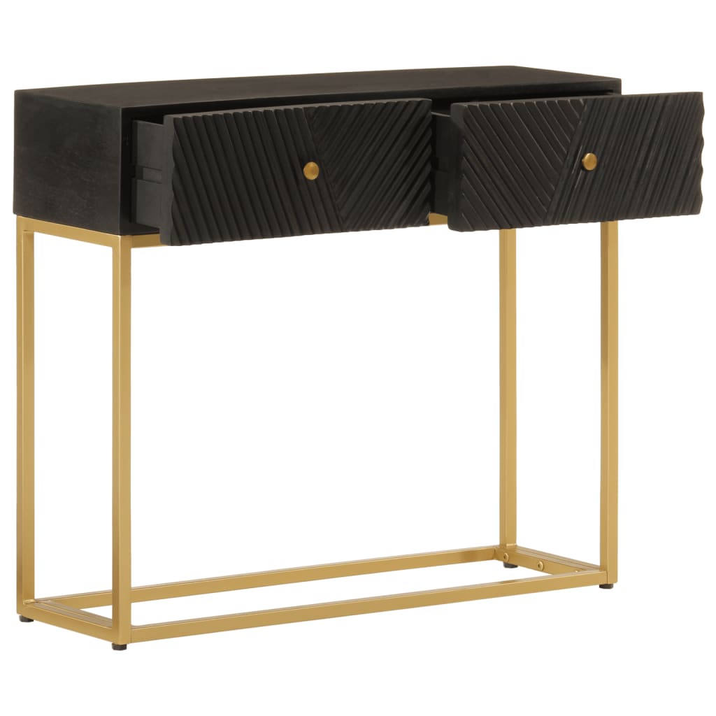 Konsollbord svart 90x30x76 cm heltre mango og jern