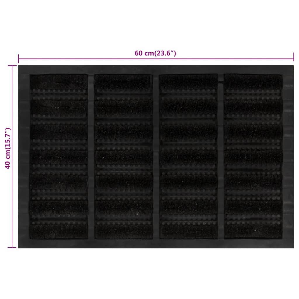 Dørmatte rektangulær 40x60 cm gummi og kokosfiber