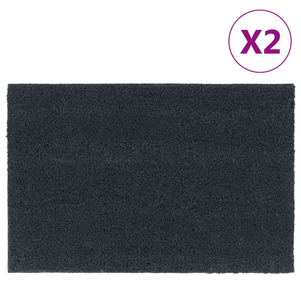 Dørmatter 2 stk mørkegrå 40x60 cm tuftet kokosfiber