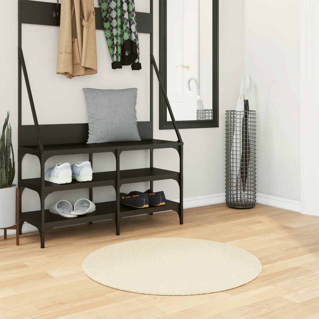 Teppe HUARTE kort luv mykt og vaskbart kremhvit Ø 80 cm