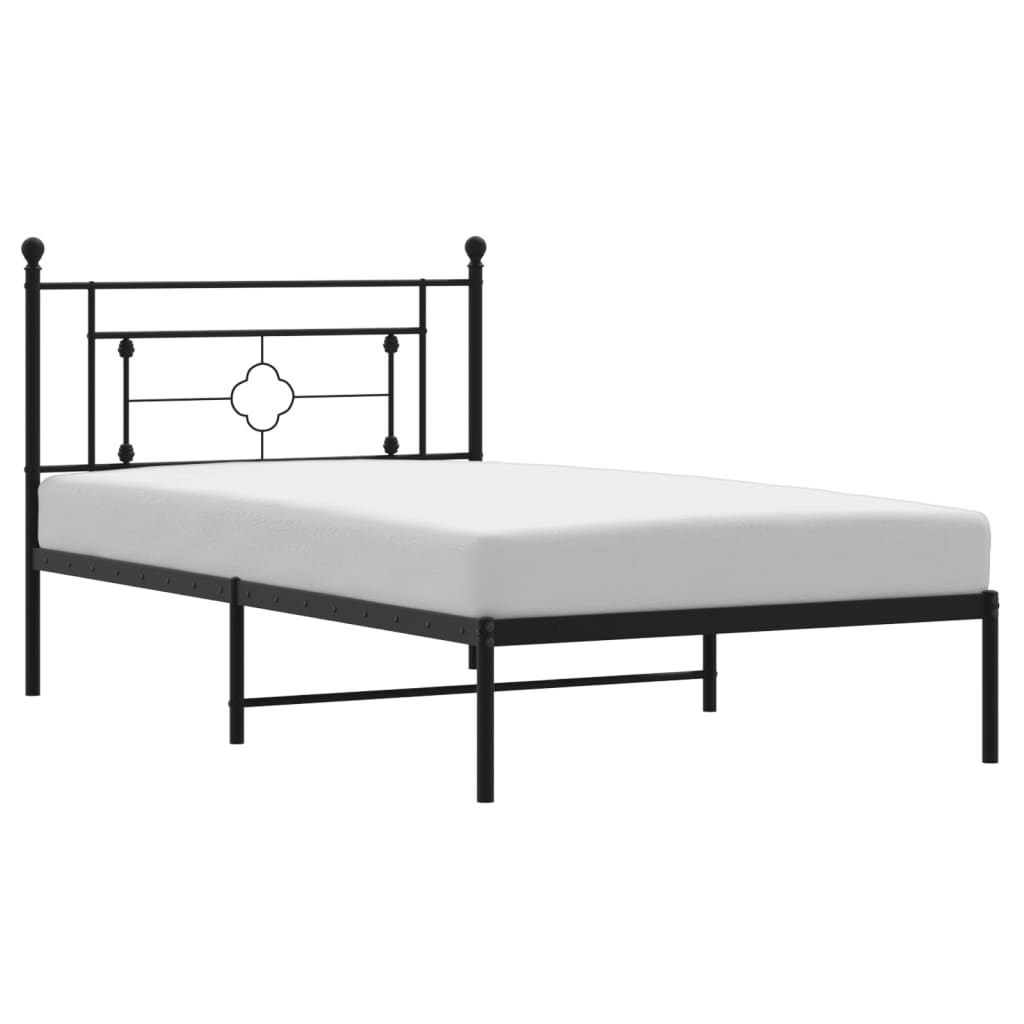 Sengeramme i metall med hodegavl svart 107x203 cm