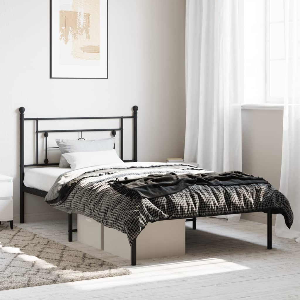Sengeramme i metall med hodegavl svart 107x203 cm