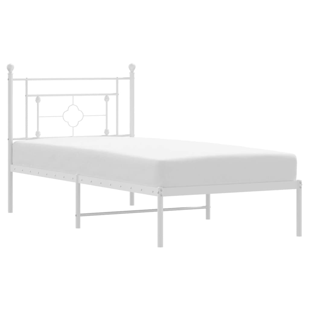 Sengeramme i metall med hodegavl hvit 90x190 cm
