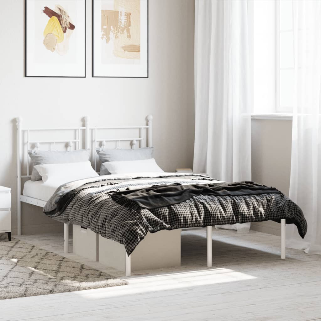 Sengeramme i metall med hodegavl hvit 120x190 cm
