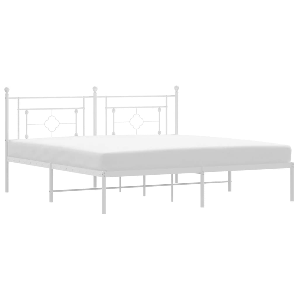 Sengeramme i metall med hodegavl hvit 183x213 cm