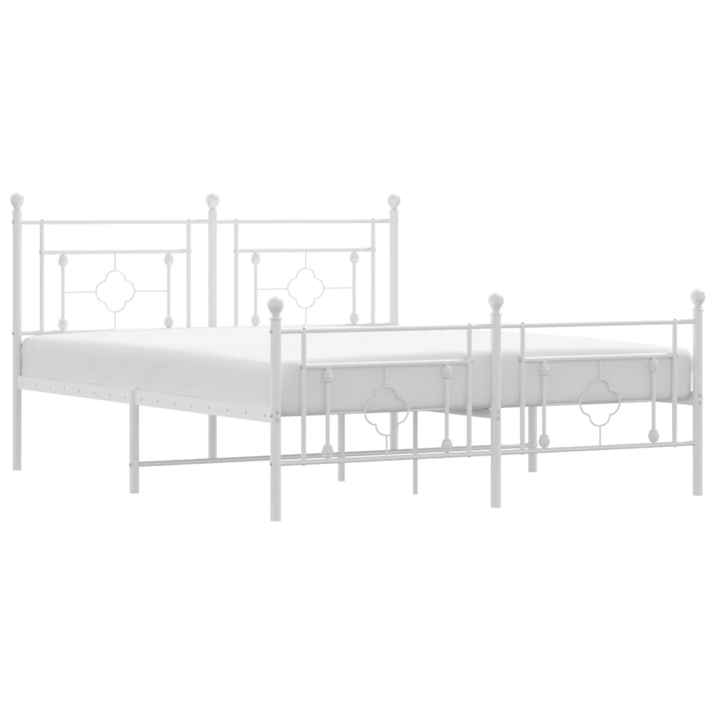 Sengeramme i metall med hode- og fotgavl hvit 150x200 cm