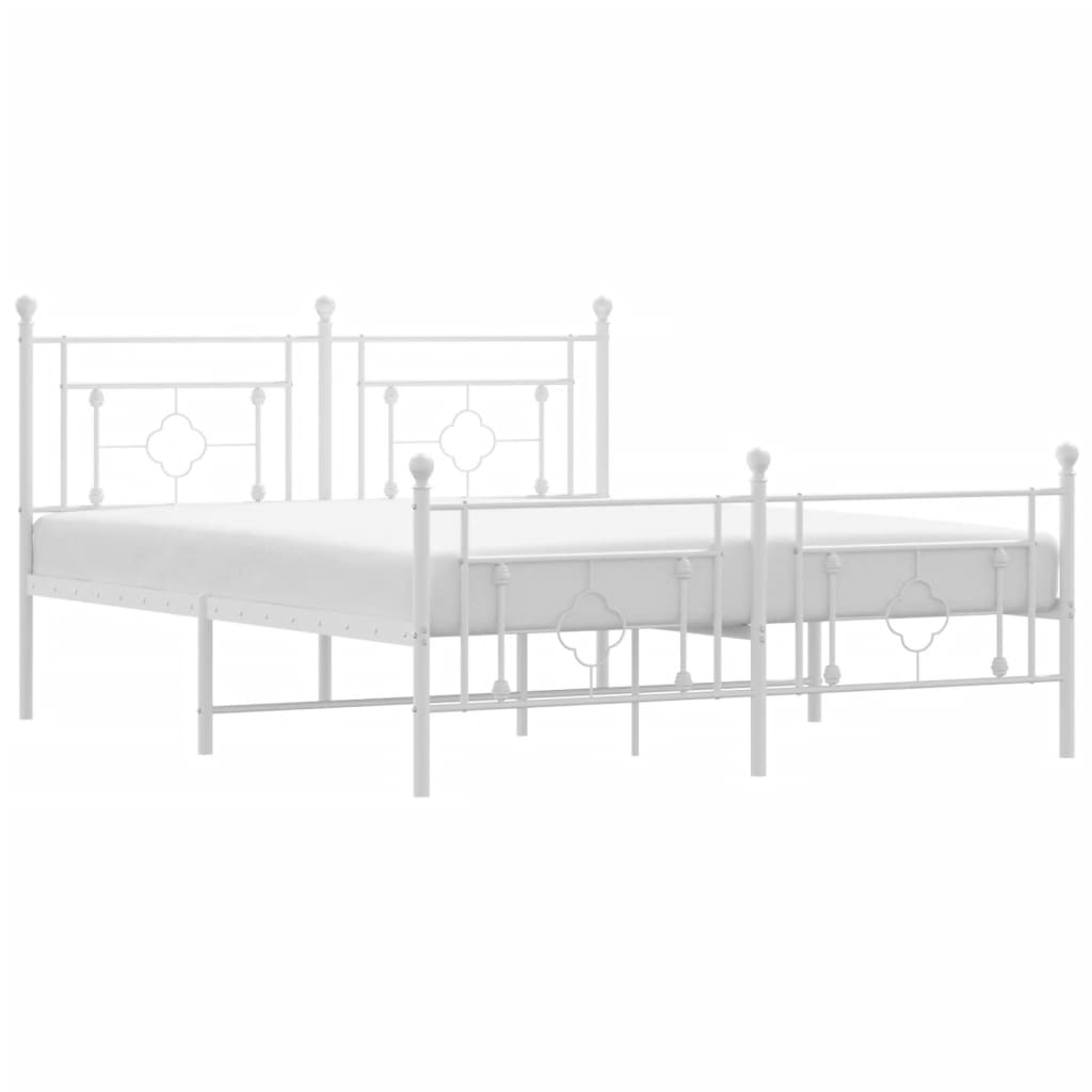 Sengeramme i metall med hode- og fotgavl hvit 160x200 cm