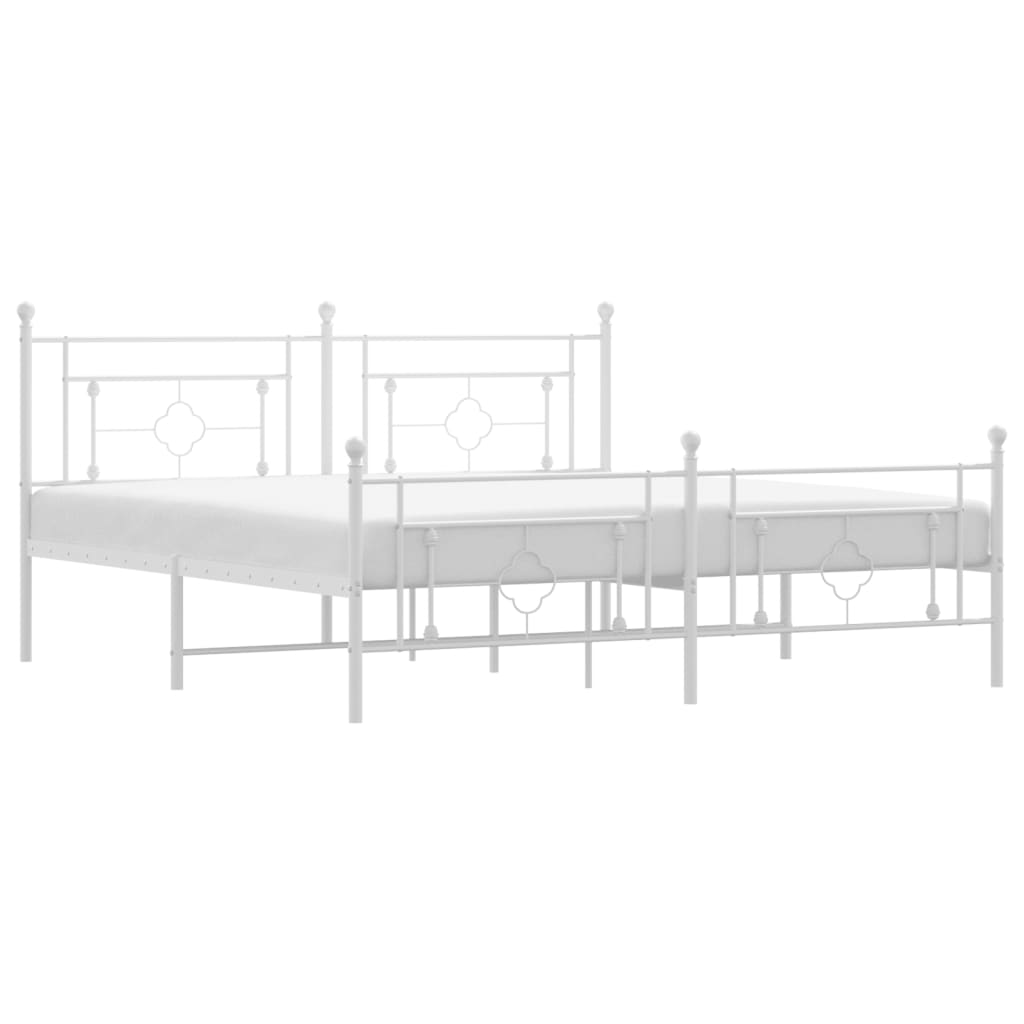 Sengeramme i metall med hode- og fotgavl hvit 180x200 cm