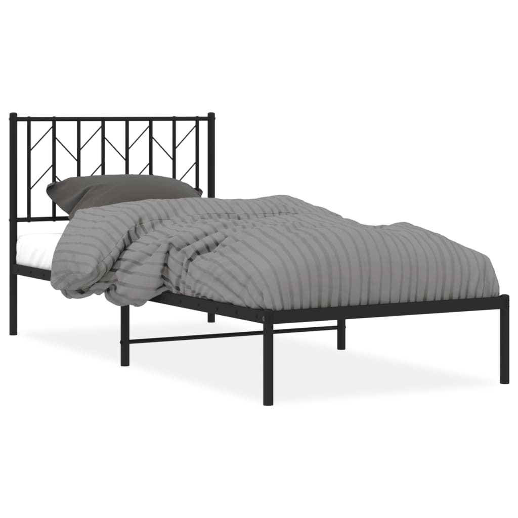 Sengeramme i metall med hodegavl svart 90x200 cm