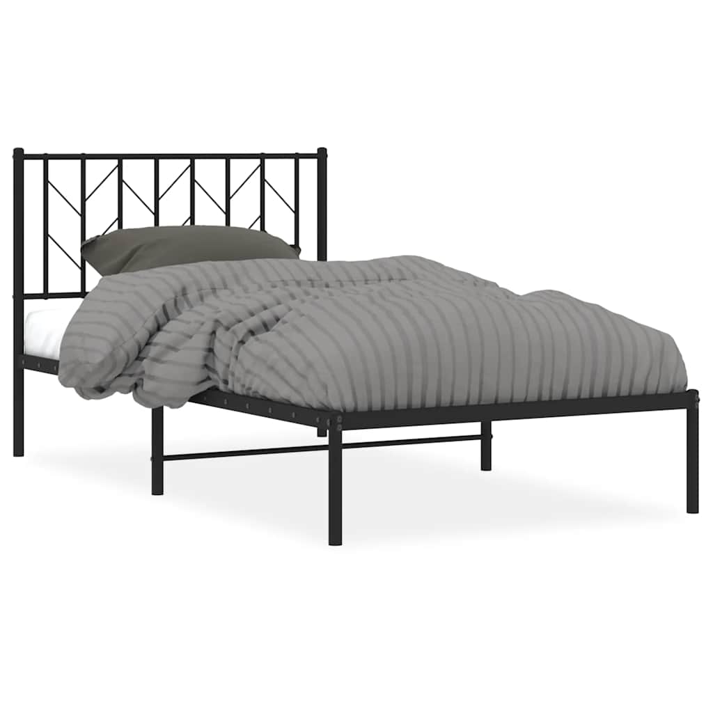 Sengeramme i metall med hodegavl svart 100x200 cm